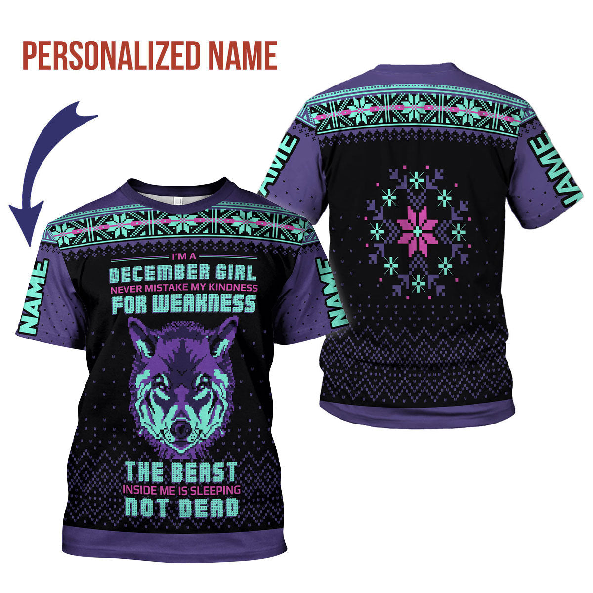 CustomsPig Personalized T-shirt December Girl All Over Printed