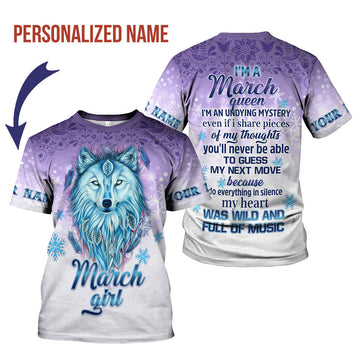 CustomsPig Personalized T-Shirt I'm A March Queen All Over Printed