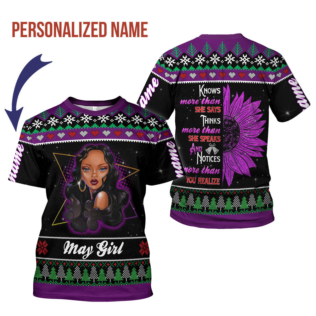 CustomsPig Personalized T-shirt May Girl All Over Printed