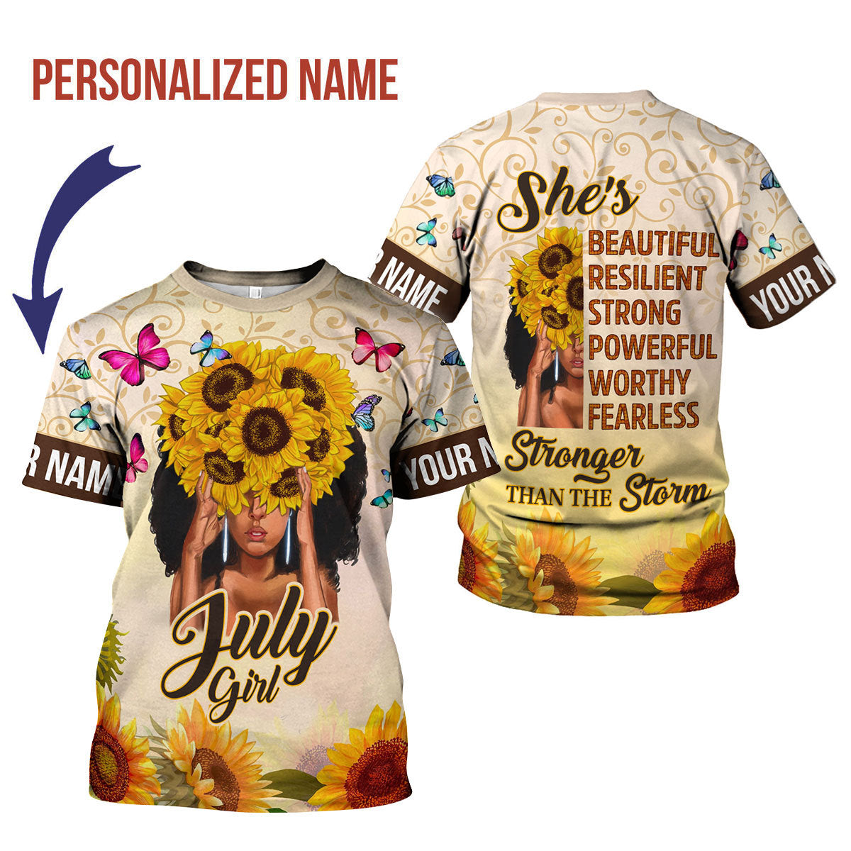 CustomsPig Personalized T-Shirt July Girl All Over Printed