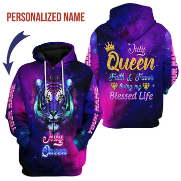 CustomsPig Personalized Zip Hoodie July Queen All Over Printed