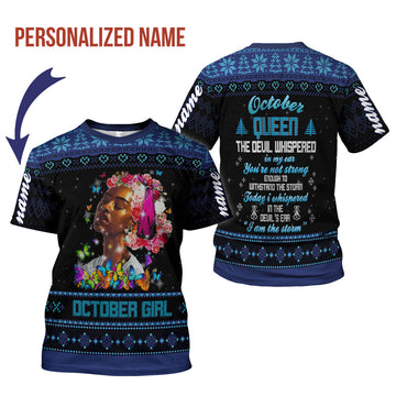 CustomsPig Personalized T-shirt October Girl I Am The Storm All Over Printed