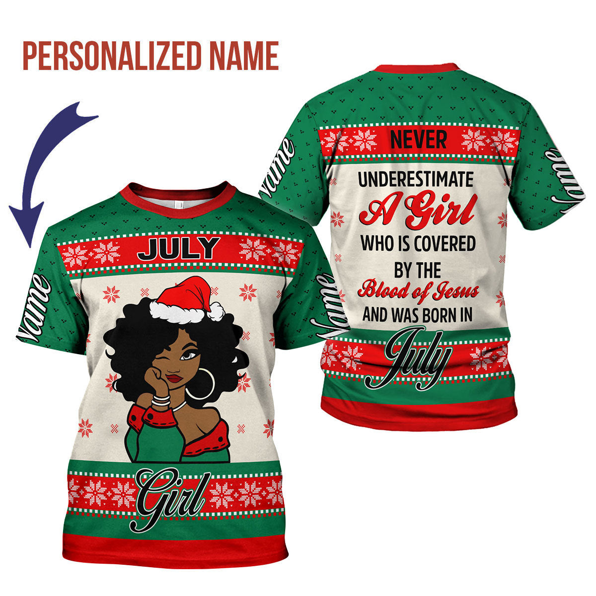 CustomsPig Personalized T-Shirt July Girl All Over Printed