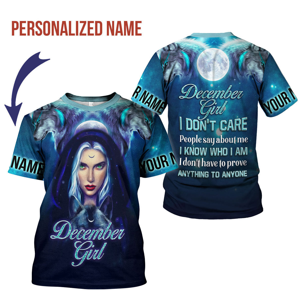 CustomsPig Personalized T-shirt December Girl All Over Printed
