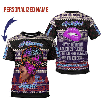 CustomsPig Personalized T-Shirt April Girl All Over Printed