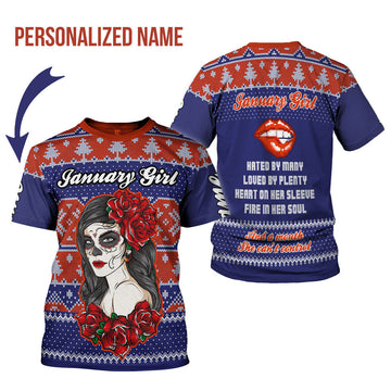 CustomsPig Personalized T-shirt January Girl All Over Printed