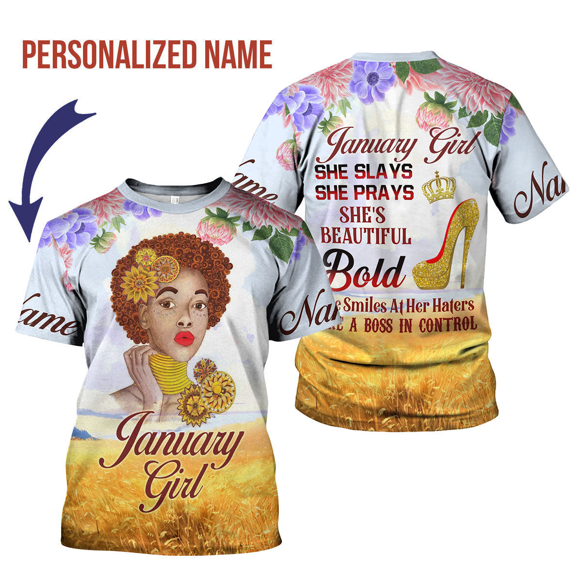 CustomsPig Personalized T-Shirt January Girl All Over Printed