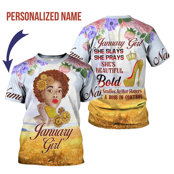 CustomsPig Personalized T-Shirt January Girl All Over Printed