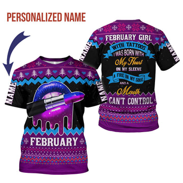 CustomsPig Personalized T-Shirt February Girl All Over Printed