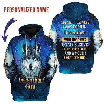 CustomsPig Personalized Zip Hoodie I Was Born In December All Over Printed