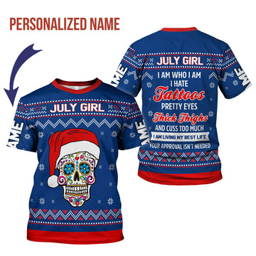 CustomsPig Personalized T-Shirt July Girl I Am Who I Am All Over Printed