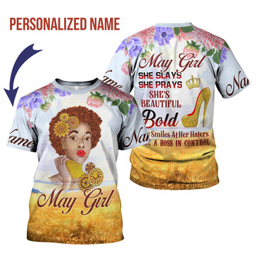 CustomsPig Personalized T-Shirt May Girl All Over Printed