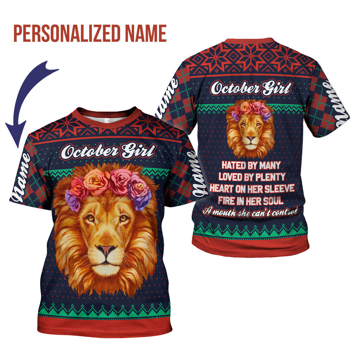 CustomsPig Personalized T-shirt October Girl All Over Printed