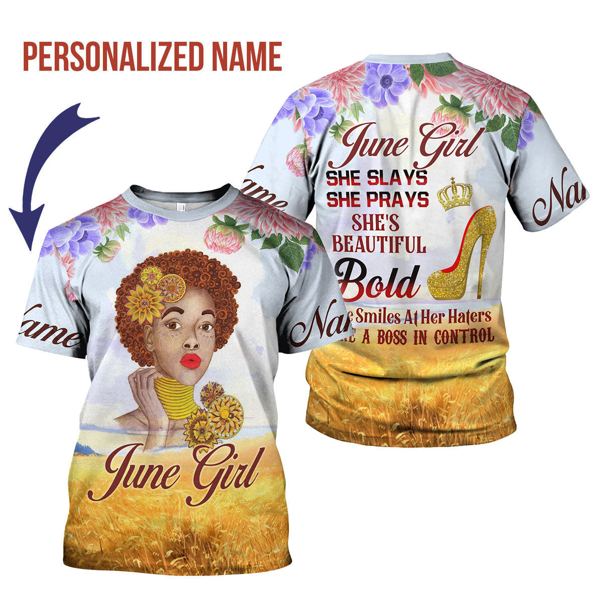 CustomsPig Personalized T-Shirt June Girl All Over Printed