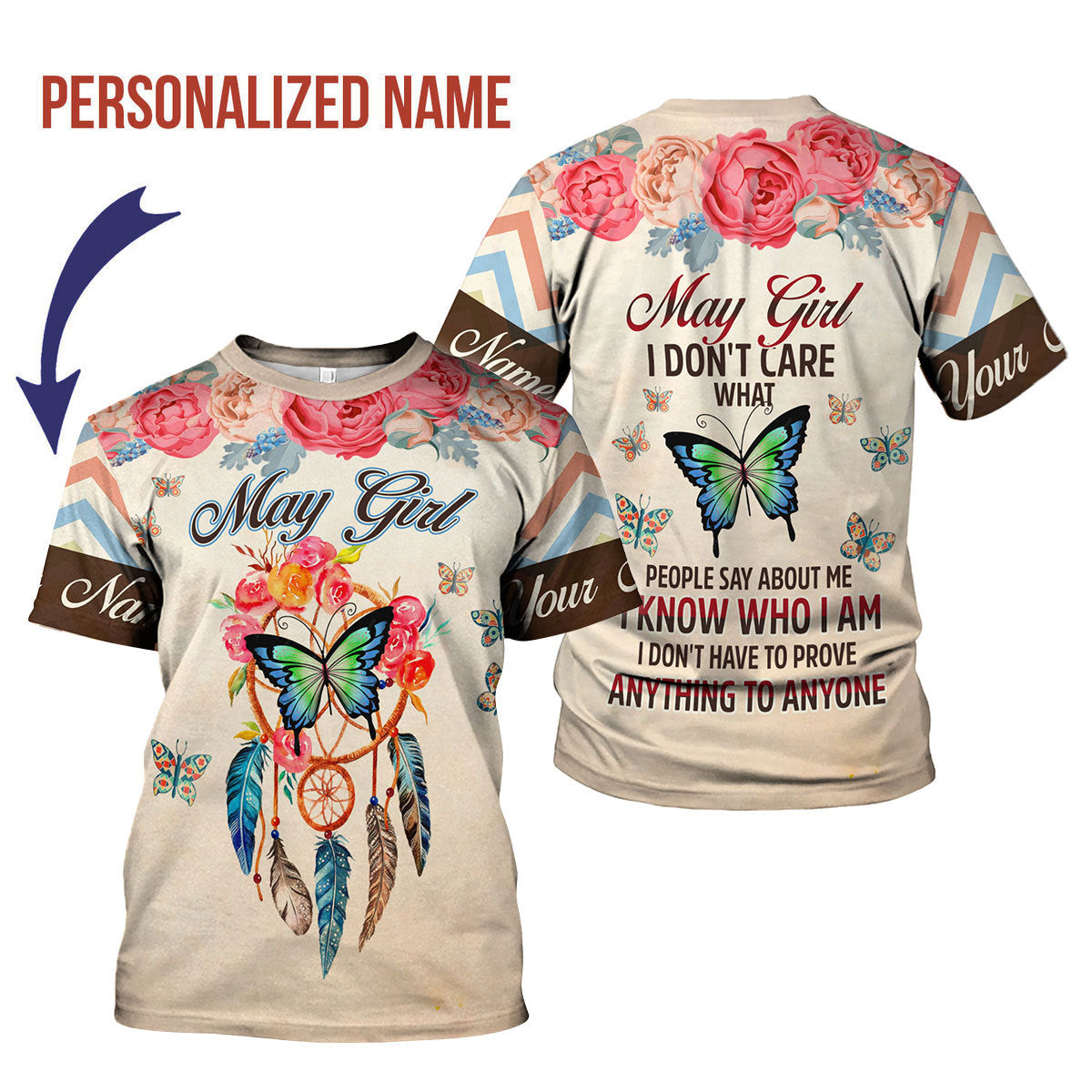 CustomsPig Personalized T-Shirt May Girl All Over Printed