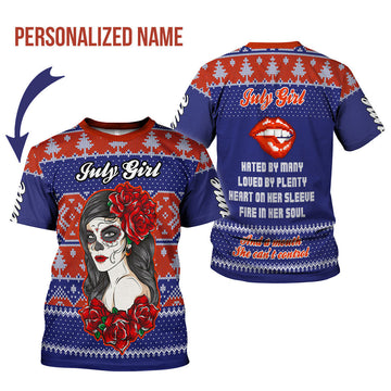 CustomsPig Personalized T-shirt July Girl All Over Printed