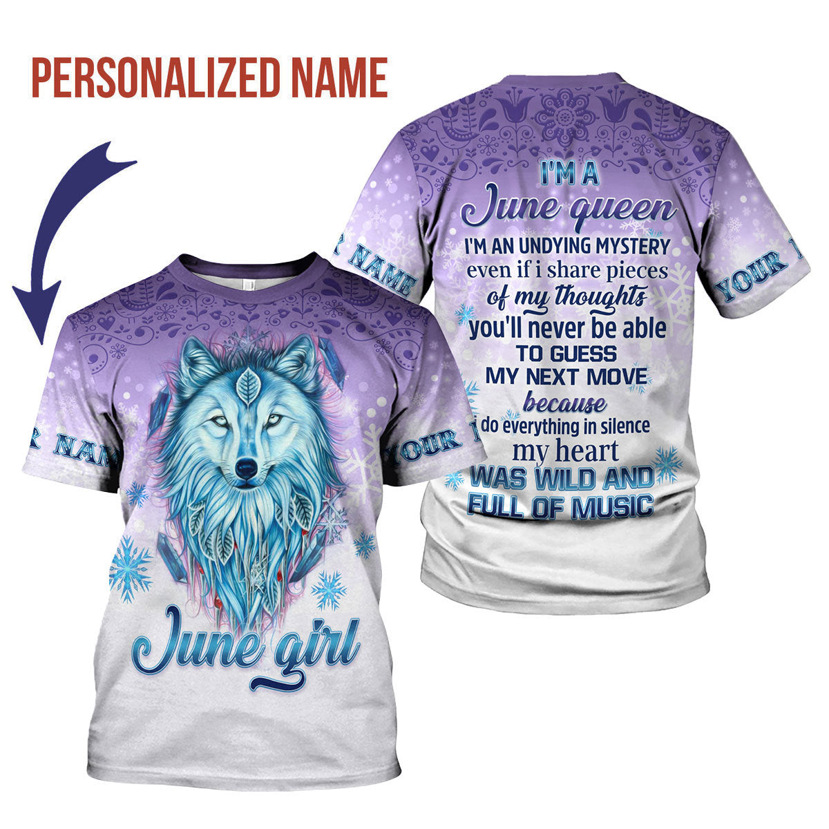 CustomsPig Personalized T-Shirt I'm A June Queen All Over Printed