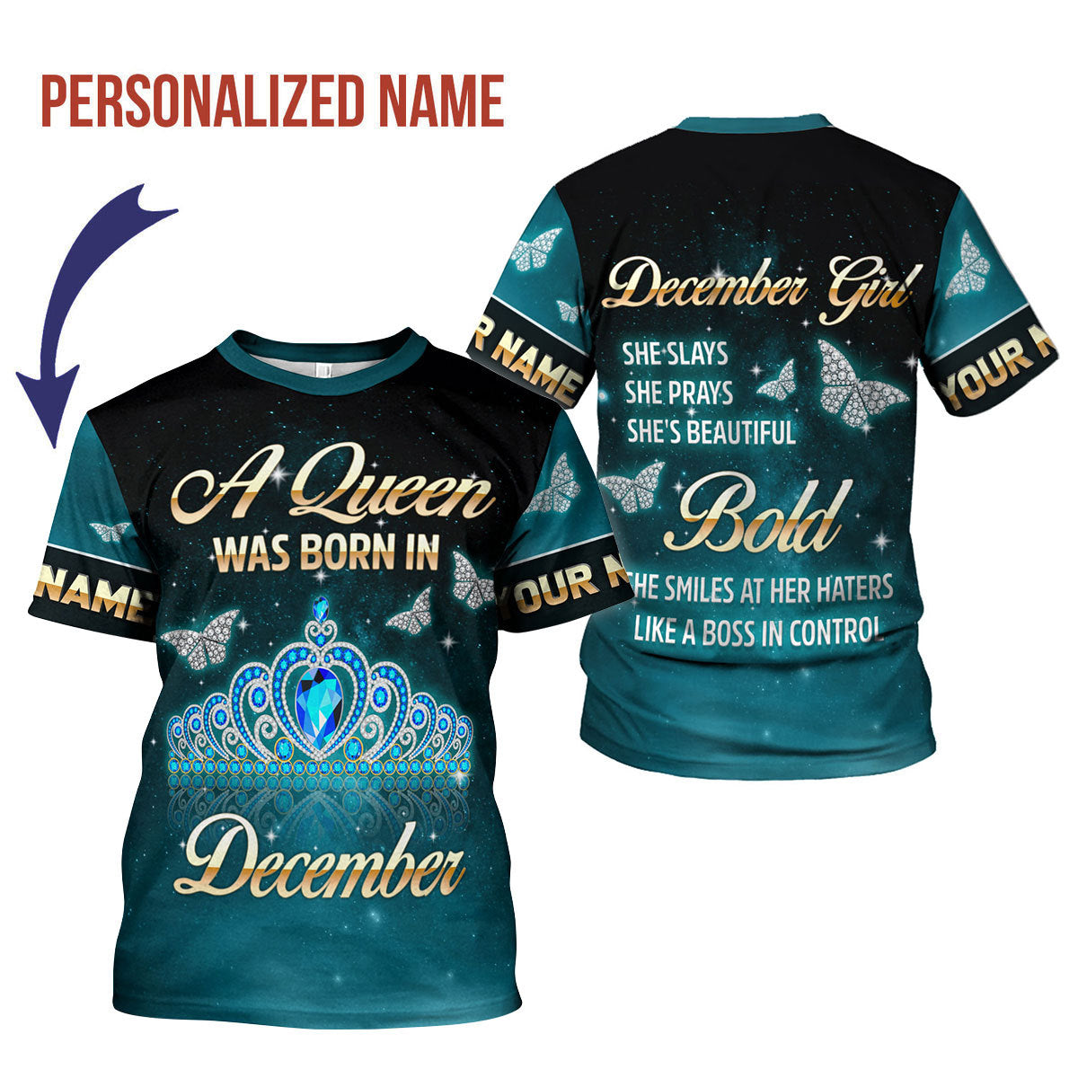 CustomsPig Personalized T-shirt December Girl All Over Printed