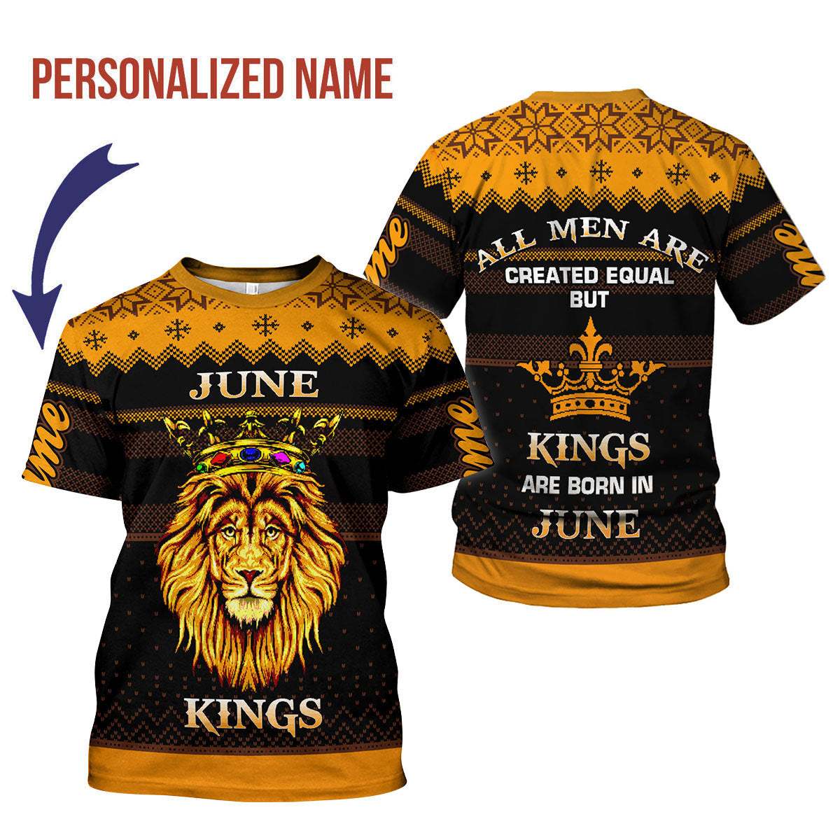 CustomsPig Personalized T-Shirt June Guy Kings Are Born In June All Over Printed