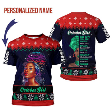 CustomsPig Personalized T-shirt October Girl All Over Printed