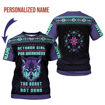 CustomsPig Personalized T-shirt October Girl All Over Printed