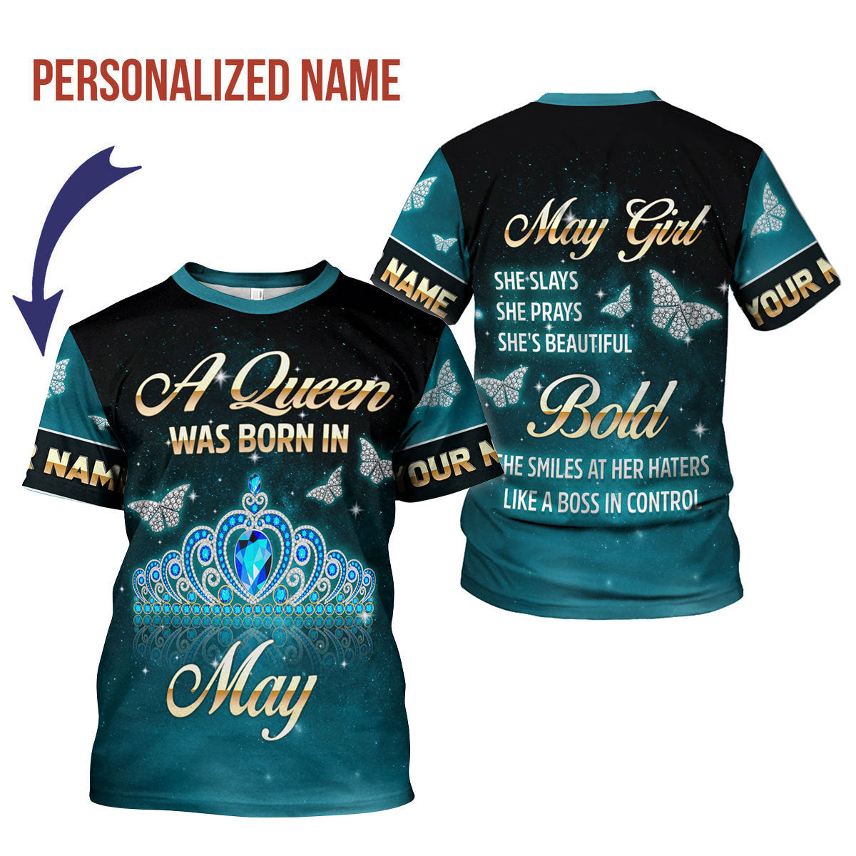 CustomsPig Personalized T-Shirt May Girl All Over Printed