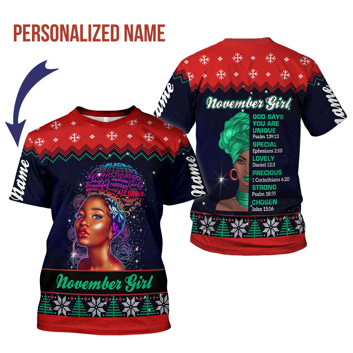 CustomsPig Personalized T-shirt November Girl All Over Printed