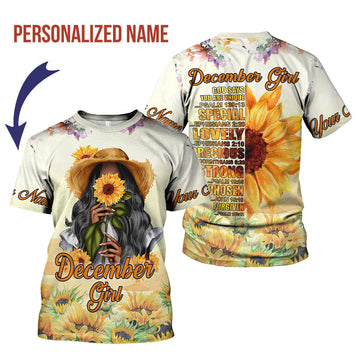 Customspig Personalized T-Shirt  December Girl All Over Printed