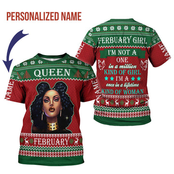 CustomsPig Personalized T-Shirt February Girl All Over Printed