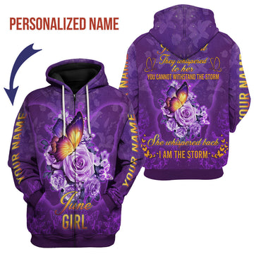CustomsPig Personalized Zip Hoodie June Girl All Over Printed