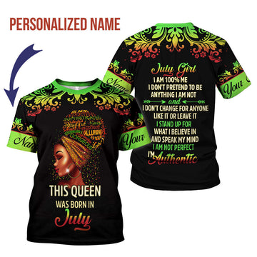 CustomsPig Personalized T-Shirt July Girl I Am 100% Me All Over Printed