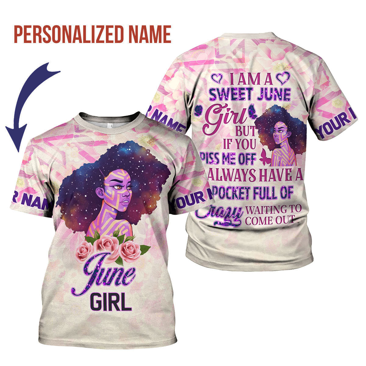 CustomsPig Personalized T-Shirt June Girl All Over Printed