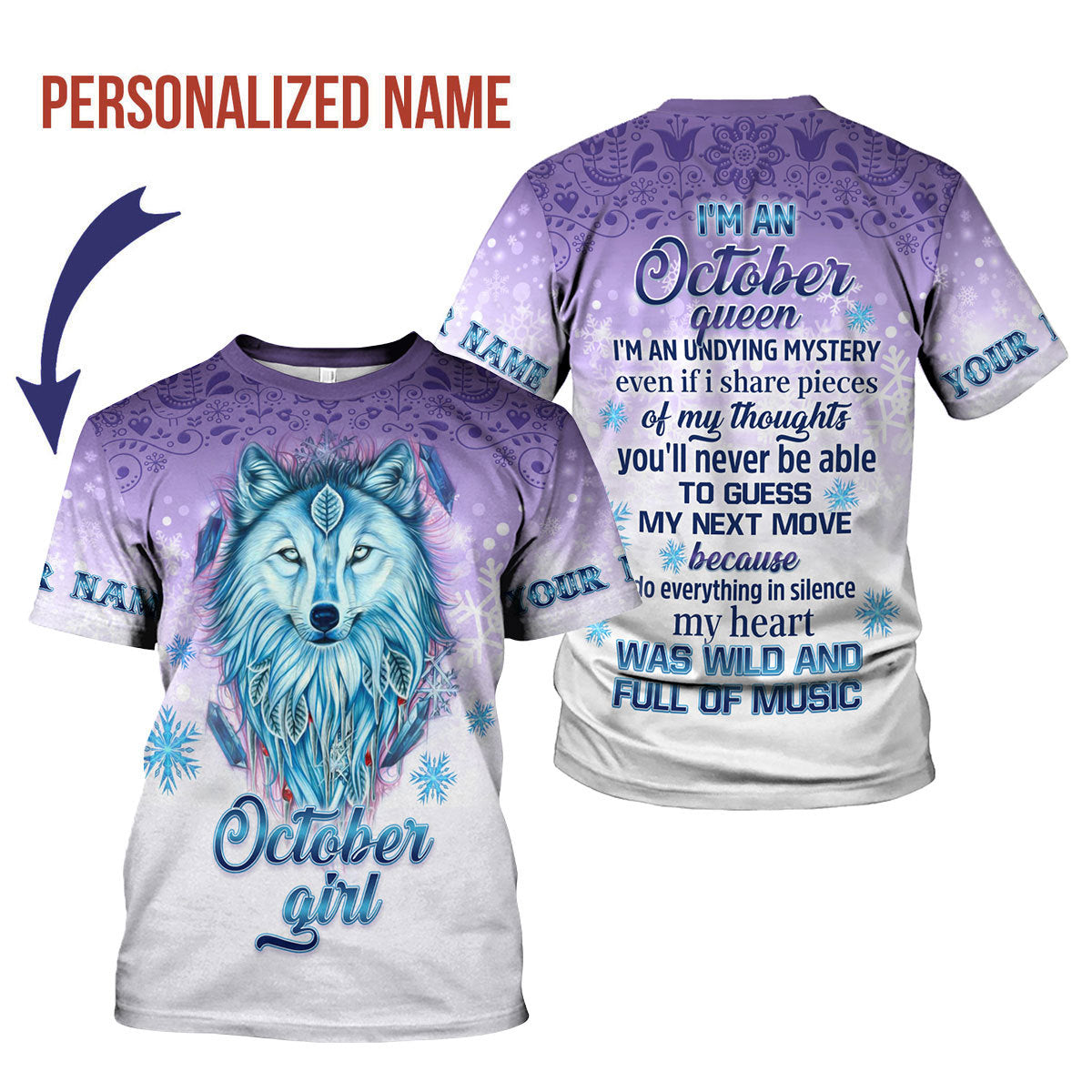 CustomsPig Personalized T-shirt I'm An October Queen All Over Printed