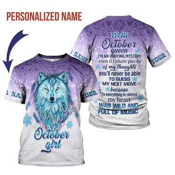 CustomsPig Personalized T-shirt I'm An October Queen All Over Printed