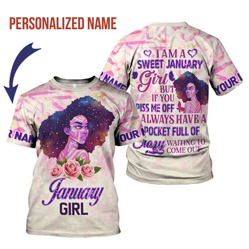 CustomsPig Personalized T-Shirt January Girl All Over Printed