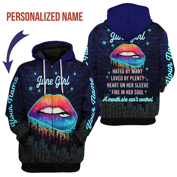 CustomsPig Personalized Zip Hoodie June Girl All Over Printed