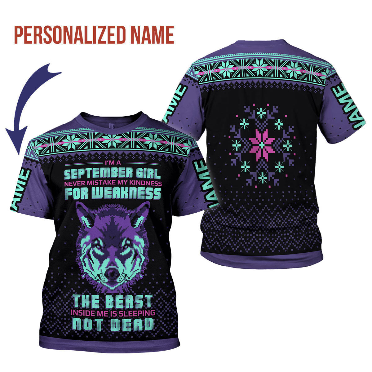 CustomsPig Personalized T-shirt September Girl All Over Printed