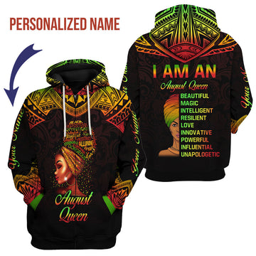 CustomsPig Personalized Zip Hoodie August Queen All Over Printed