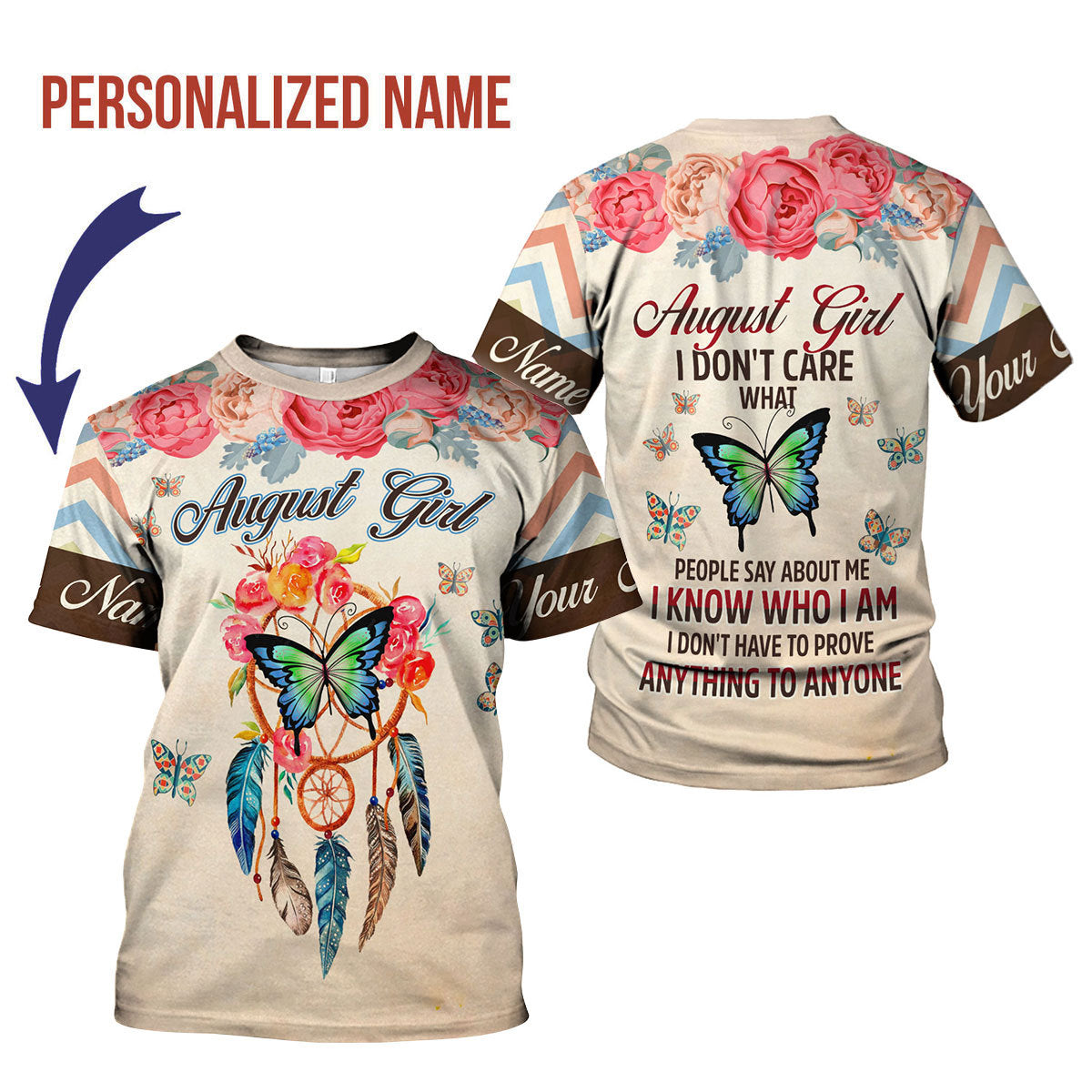 CustomsPig Personalized T-Shirt August Girl All Over Printed