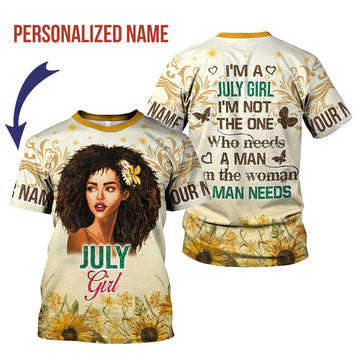 CustomsPig Personalized T-Shirt July Girl All Over Printed