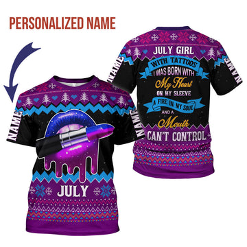 CustomsPig Personalized T-Shirt July Girl All Over Printed