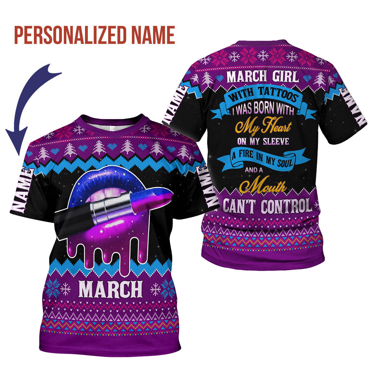 CustomsPig Personalized T-Shirt March Girl All Over Printed