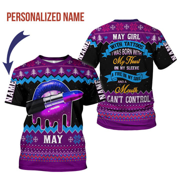 CustomsPig Personalized T-Shirt May Girl All Over Printed