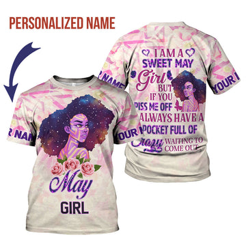 CustomsPig Personalized T-Shirt May Girl All Over Printed
