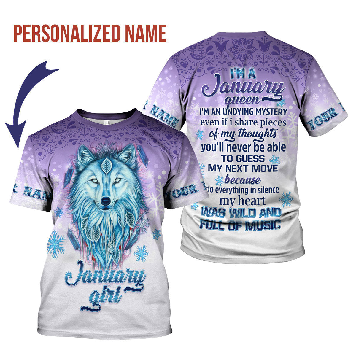 CustomsPig Personalized T-Shirt I'm A January Queen All Over Printed