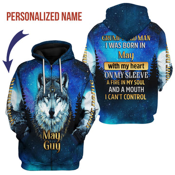 CustomsPig Personalized Zip Hoodie I Was Born In May All Over Printed