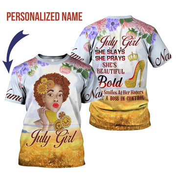 CustomsPig Personalized T-Shirt July Girl All Over Printed
