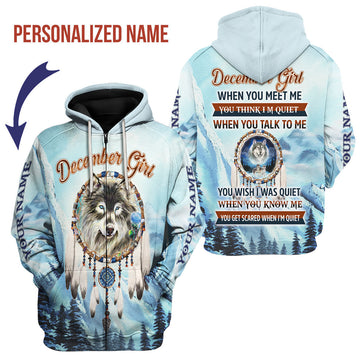 CustomsPig Personalized Zip Hoodie I Am A December Girl All Over Printed