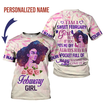 CustomsPig Personalized T-Shirt February Girl All Over Printed