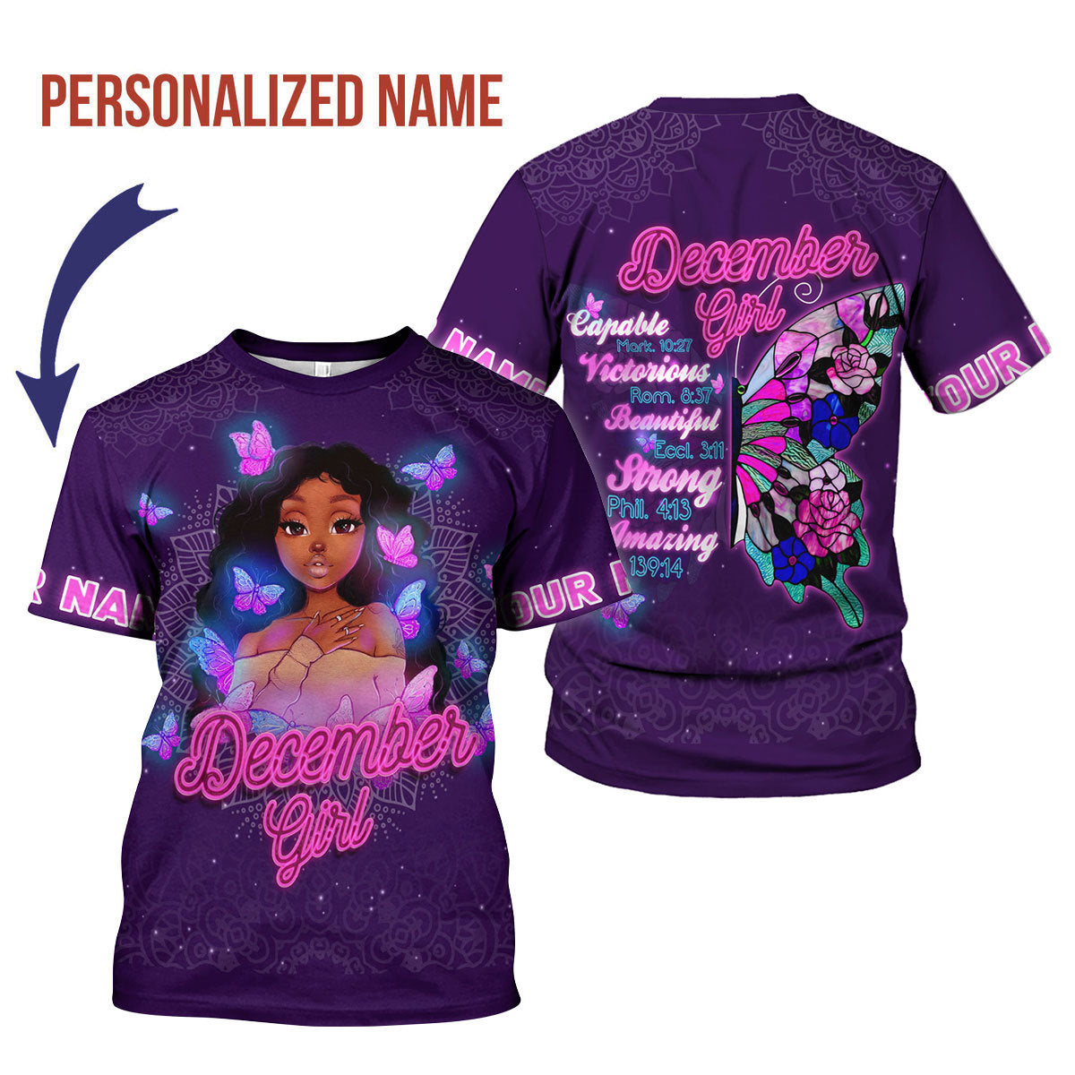 Customspig Personalized T-Shirt December Girl All Over Printed